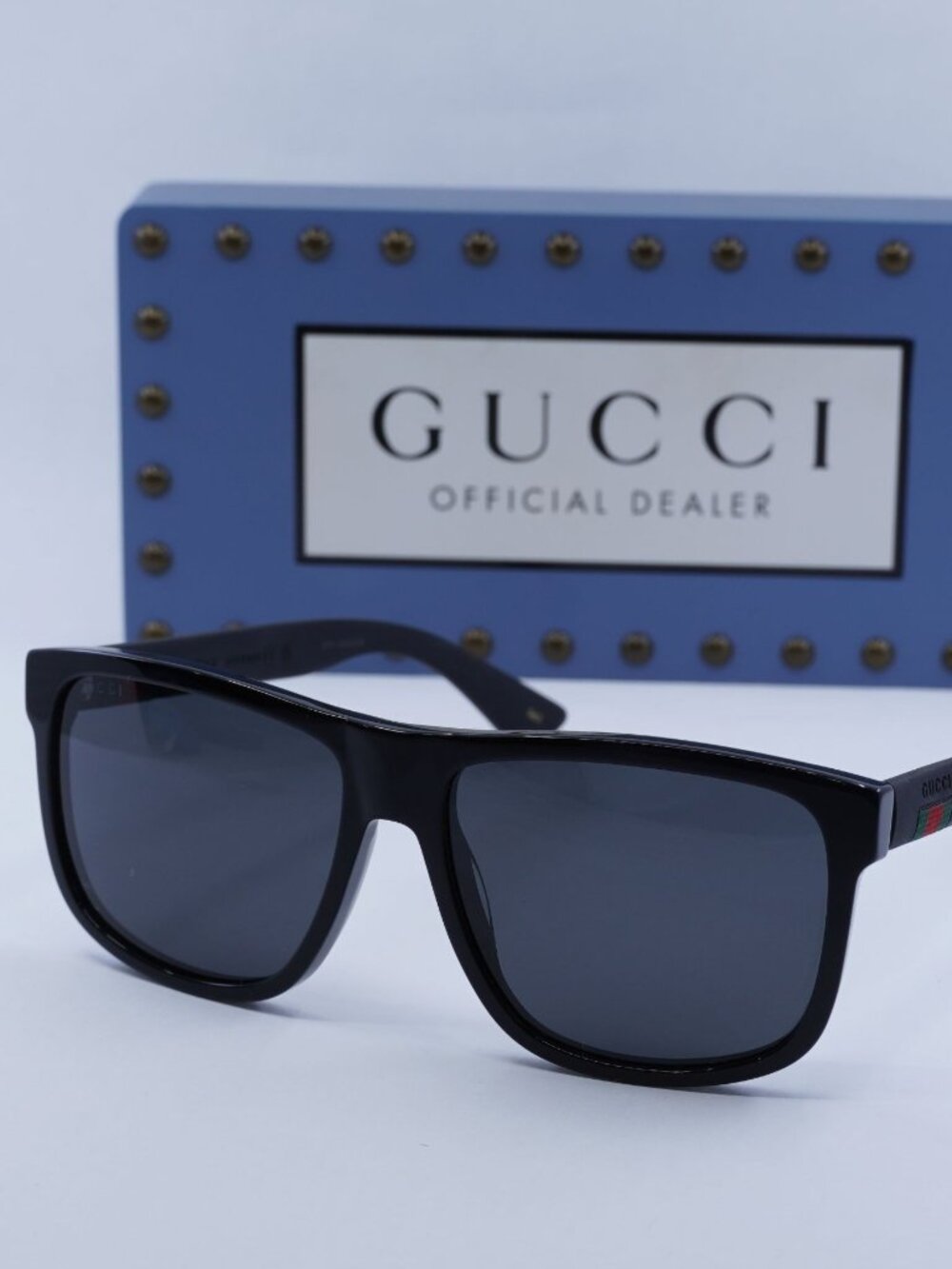 Gucci GG0010S 001 Square Sunglasses - Black / Grey